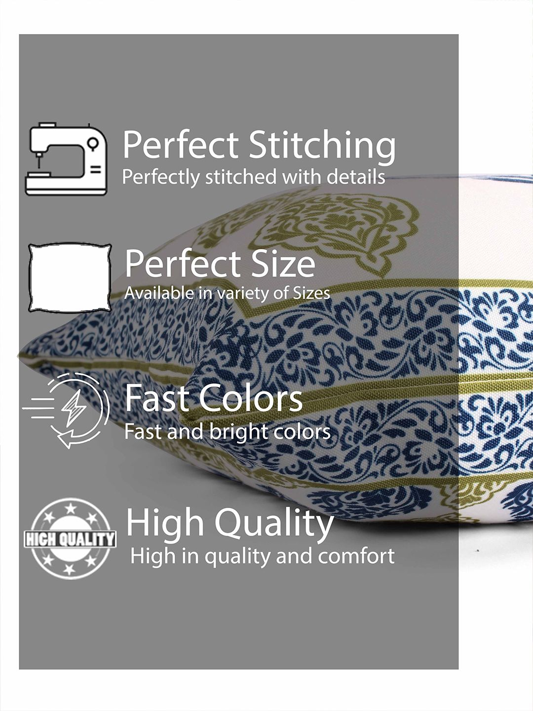 STITCHNEST White & Blue 5 Pieces Ethnic Motifs Square Cushion Covers