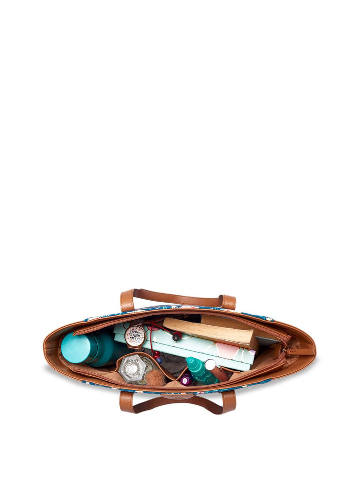 TEAL BY CHUMBAK Floral Printed Tote Bag