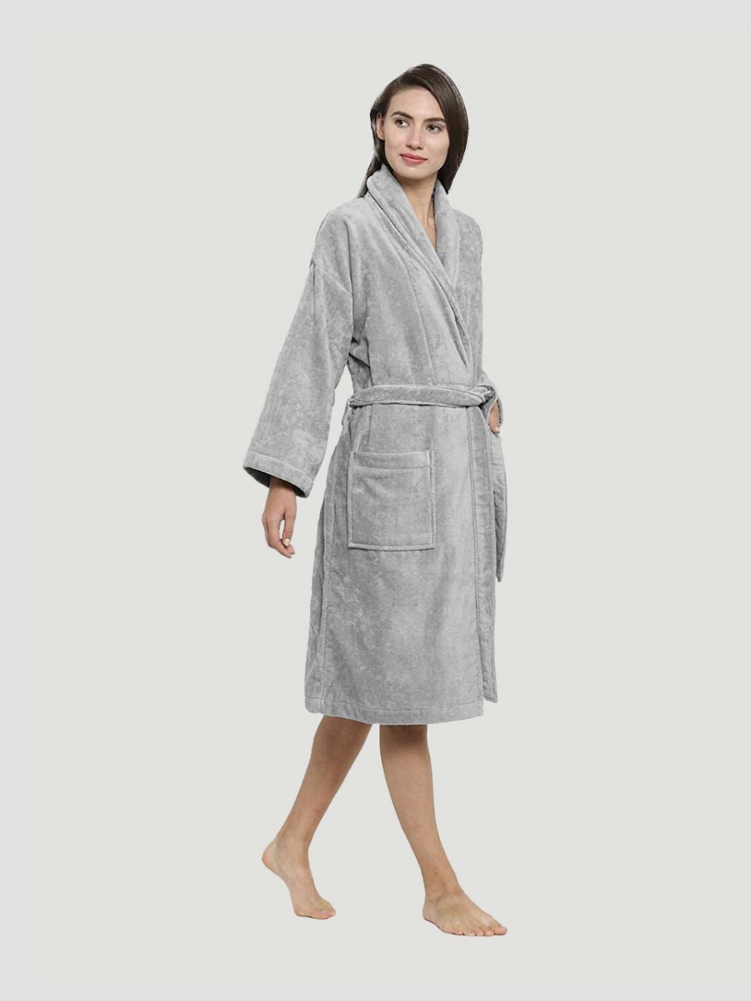 MYTRIDENT Grey Pure Cotton Soft & Comfortable Bathrobe