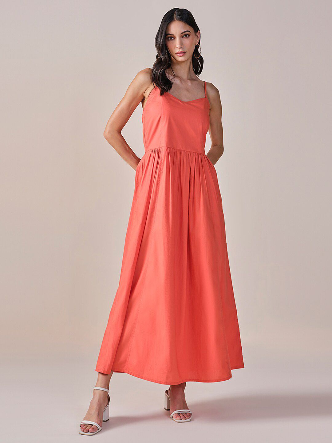 AND Shoulder Straps A-Line Midi Dress