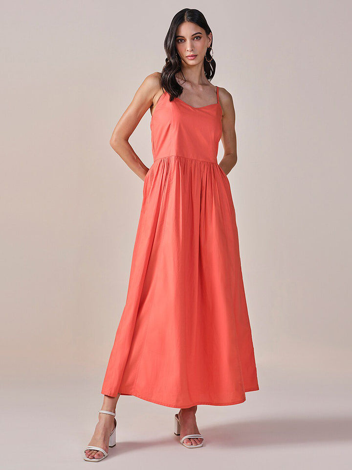 AND Shoulder Straps A-Line Midi Dress