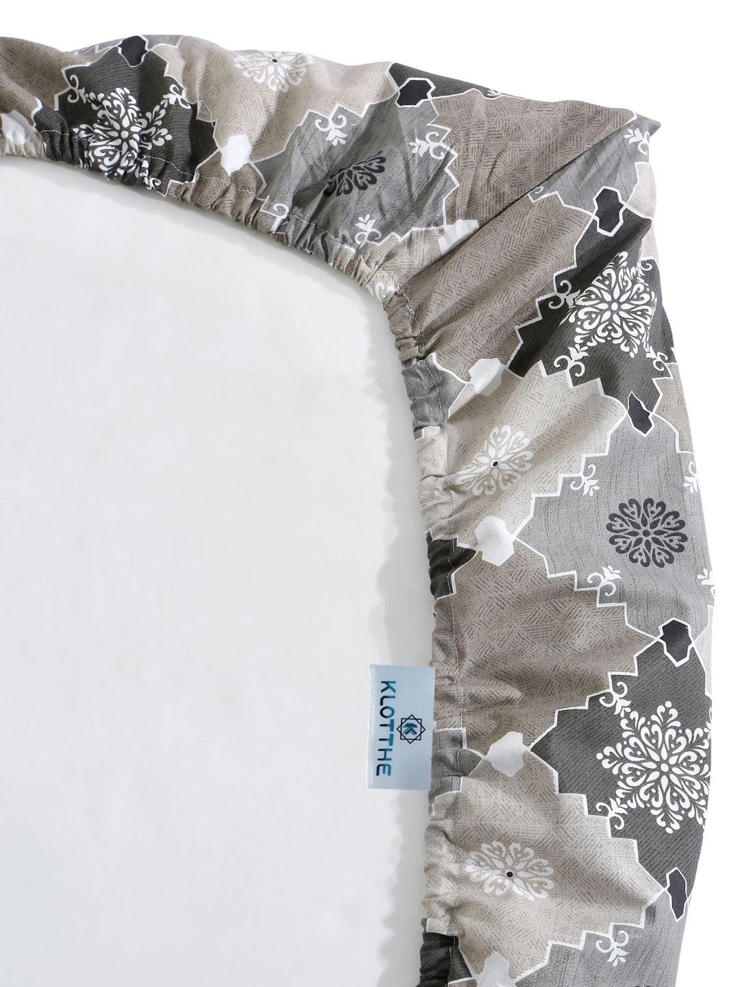 Moda Rapido X KLOTTHE Grey & White Geometric 400 TC Single Bedsheet with 1 Pillow Covers