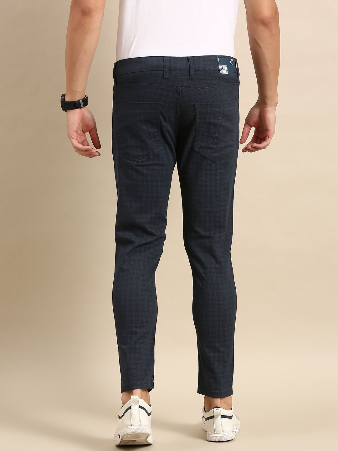 Being Human Men Mid-Rise Checked Chinos
