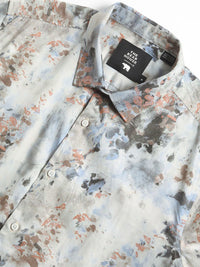 THE BEAR HOUSE Slim Fit Long Sleeves Spread Collar Cotton Opaque Printed Casual Shirt