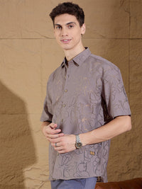 DENNISON Men Semi Sheer Floral Printed Oversized Shirt