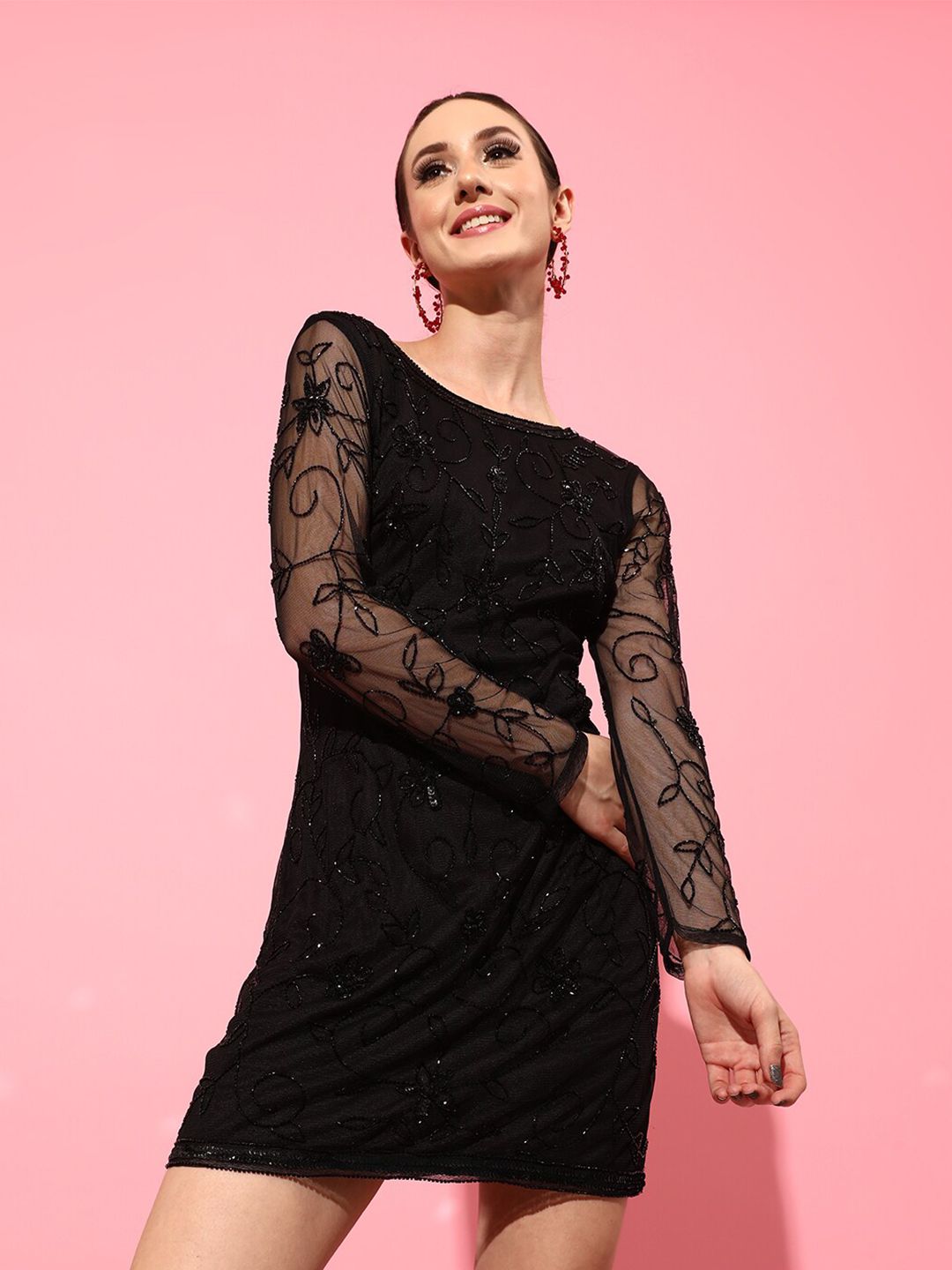 STREET 9 Black Net Sheath Dress