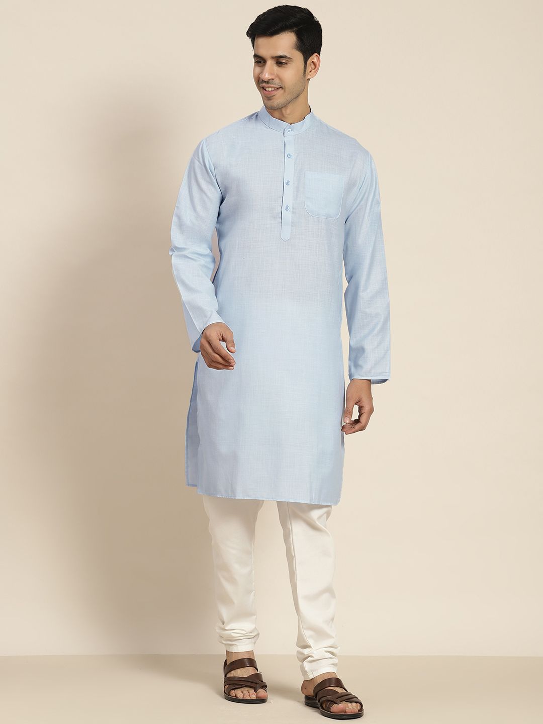 SOJANYA Men Blue Solid Kurta