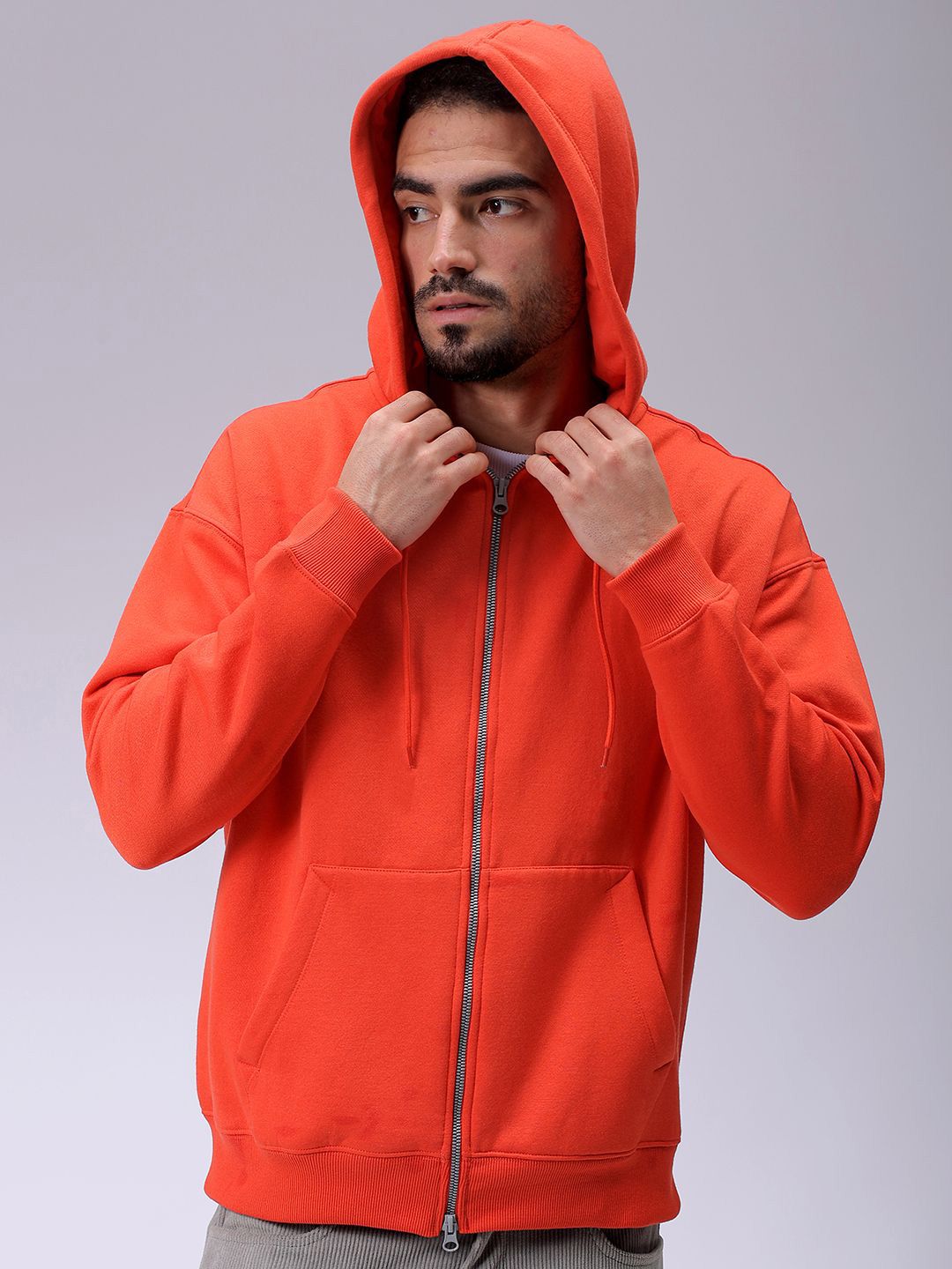 The Indian Garage Co Men Hooded Double Way Front Open Zipper Sweatshirt