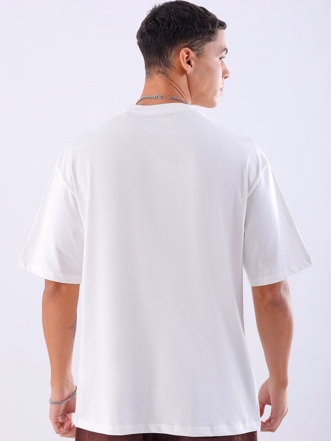 The Indian Garage Co Men Graphic Printed Round Neck Cotton Oversized T-shirt