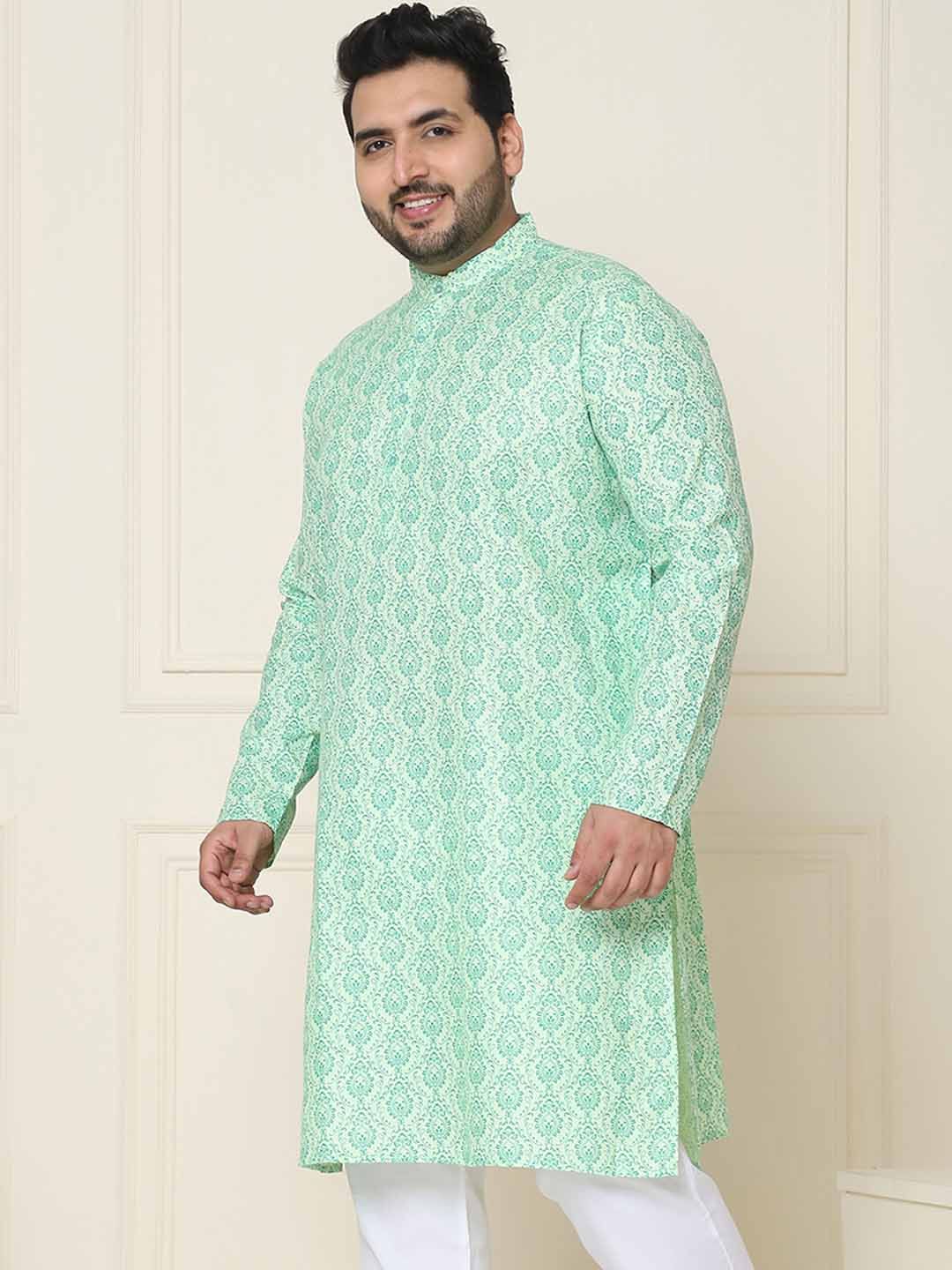 SOJANYA PLUS Saiz Motif Etnik Kolar Jalur Kurta Lurus