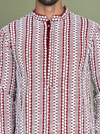 Jompers Geometric Printed Mandarin Collar Straight Kurta With Trouser