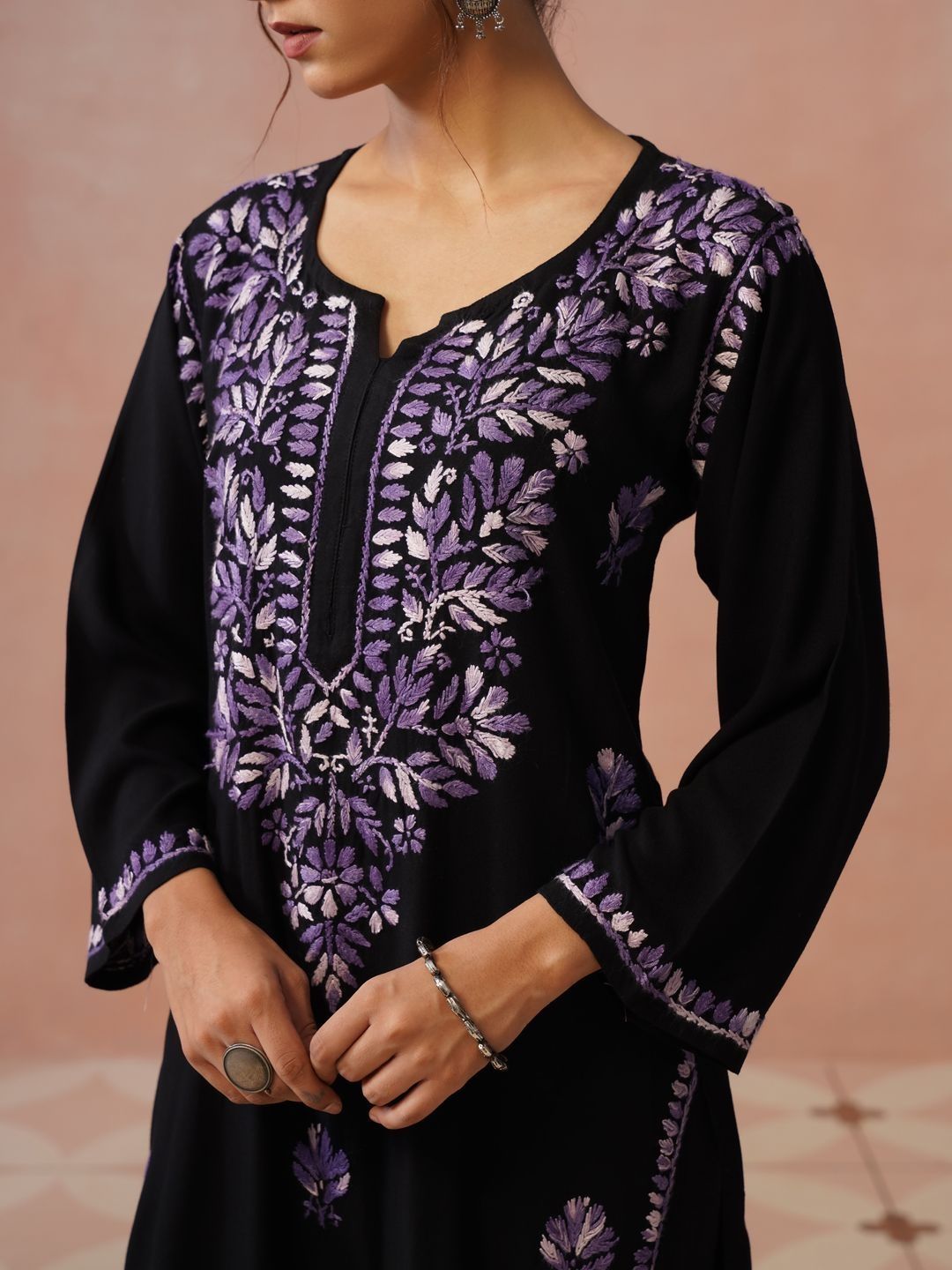 Kurta Sulam Benang Sulam Wanita Rumah Chikankari