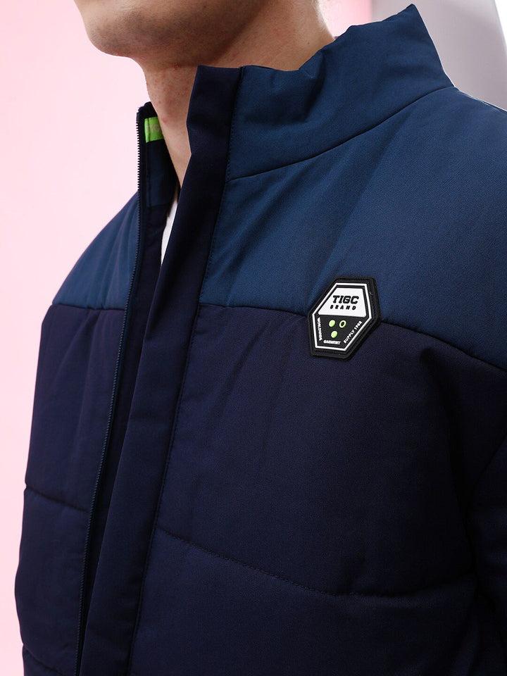 The Indian Garage Co Men Colourblock Zip-Front Regular Fit Puffer Jacket