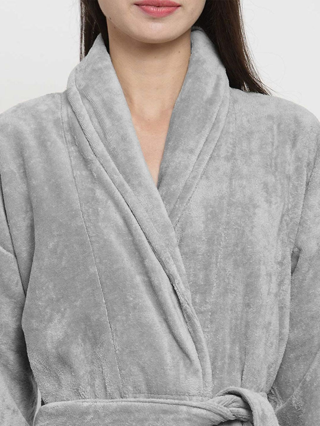 MYTRIDENT Grey Pure Cotton Soft & Comfortable Bathrobe