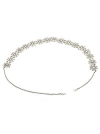 KARATCART Oxidised Sliver-Toned White Kundan-Studded Pearl Beaded Kamarbandh