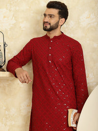 SOJANYA Kurta Lurus Labuci Sulam Geometrik Kapas Tulen