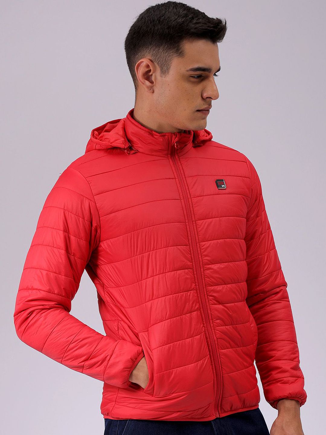The Indian Garage Co Men Zip-Front Puffer Jacket with Detachable Hood