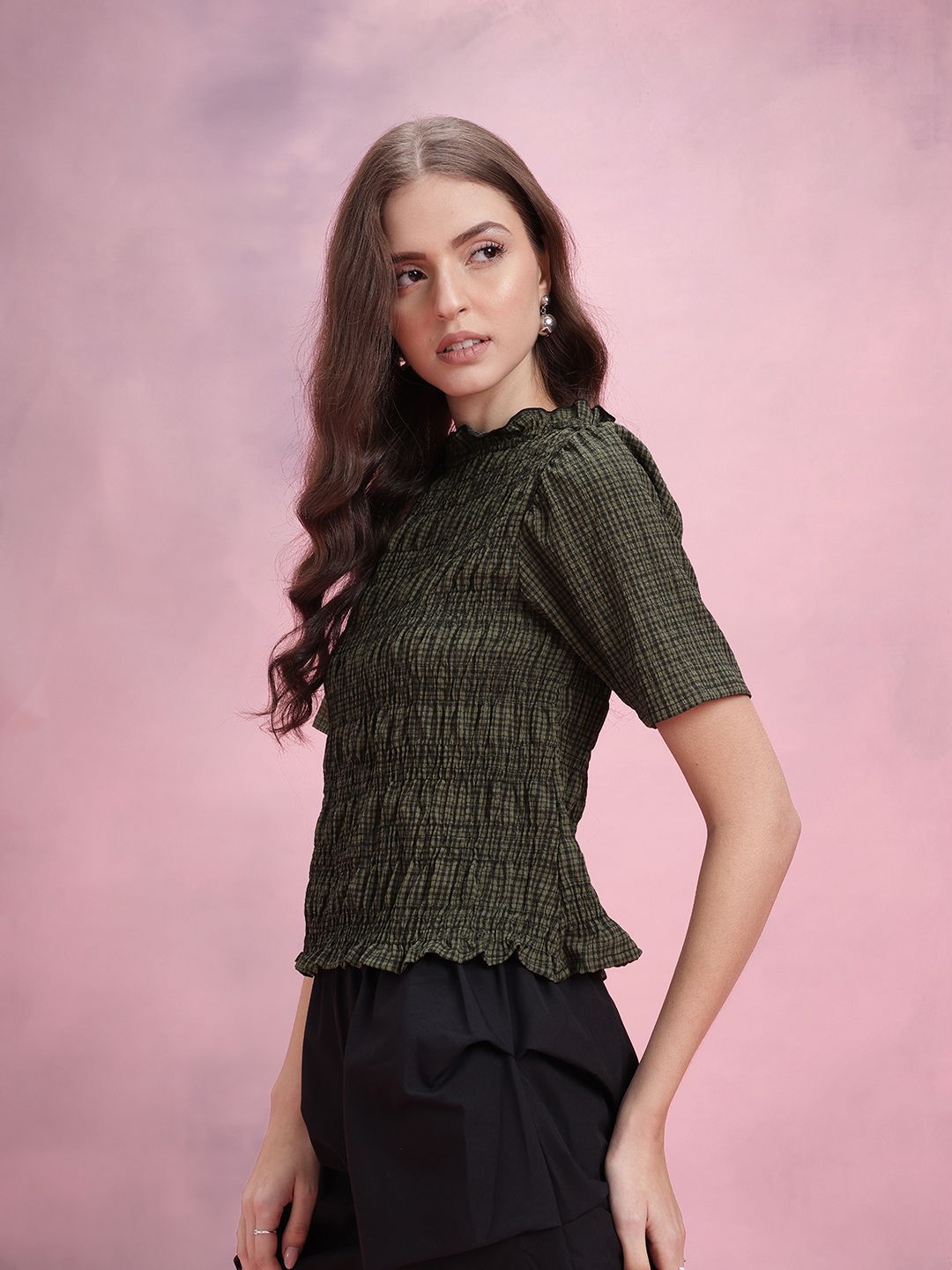 DressBerry Checked Smocked Top