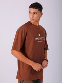 The Indian Garage Co Men Back Printed Boxy Oversized Round Neck T-shirt
