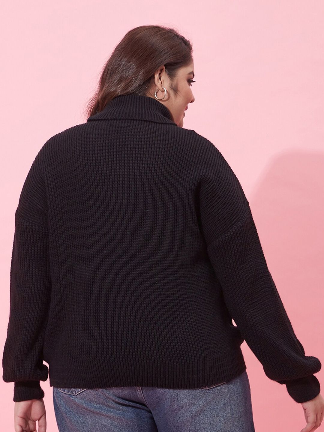 CURVY STREET Women Plus Size Ribbed Acrylic Pullover