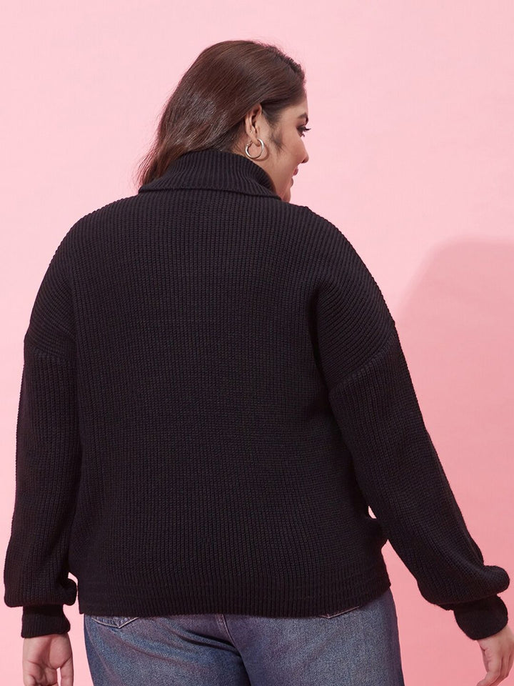 CURVY STREET Women Plus Size Ribbed Acrylic Pullover