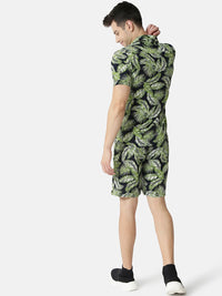 Campus Sutra Men Green & Black Printed Co-Ords