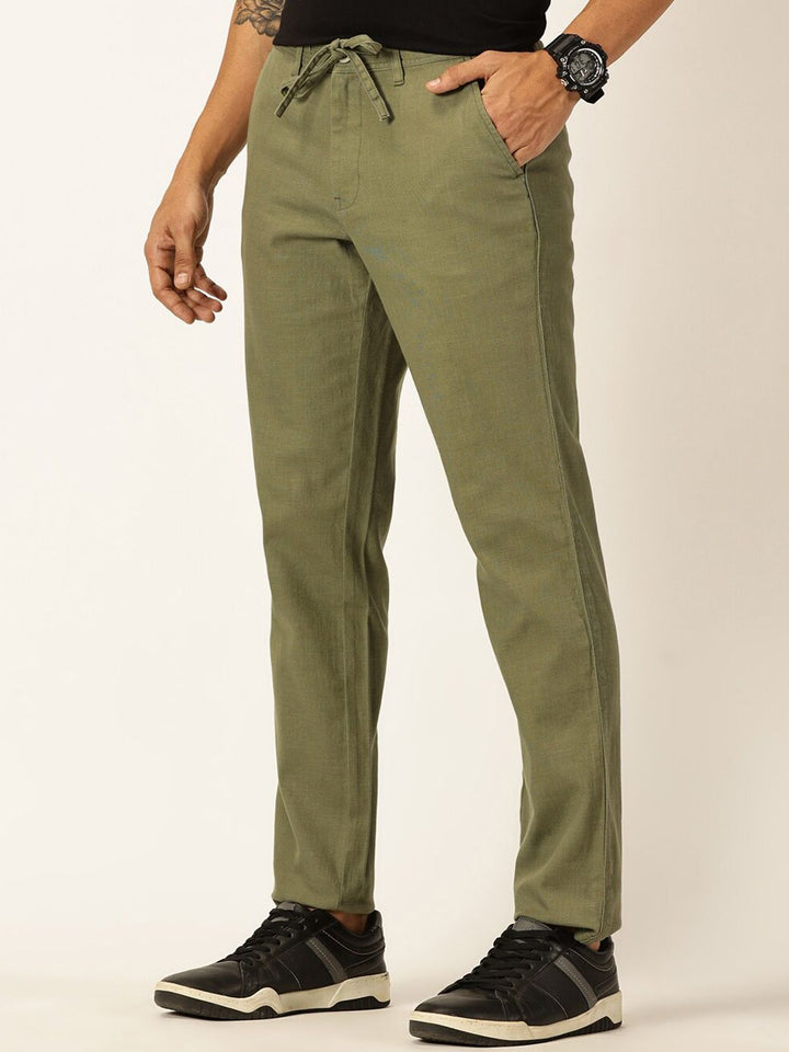 Thomas Scott Men Textured Mid-Rise Smart Chinos Trousers