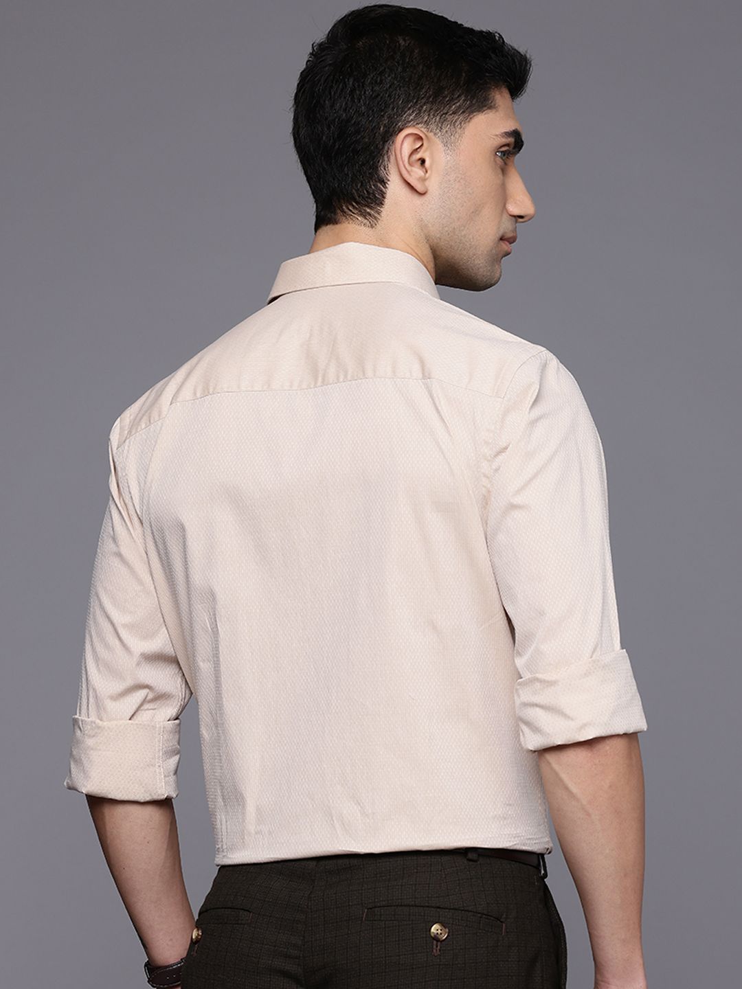 Raymond Textured Self Design Pure Cotton Formal Shirt