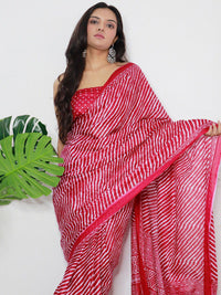 Saree mall Leheriya Printed Poly Cotton Leheriya Ready to Wear Saree