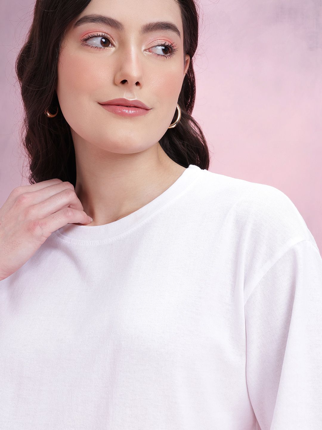 DressBerry Drop-Shoulder Sleeves Relaxed Fit T-shirt