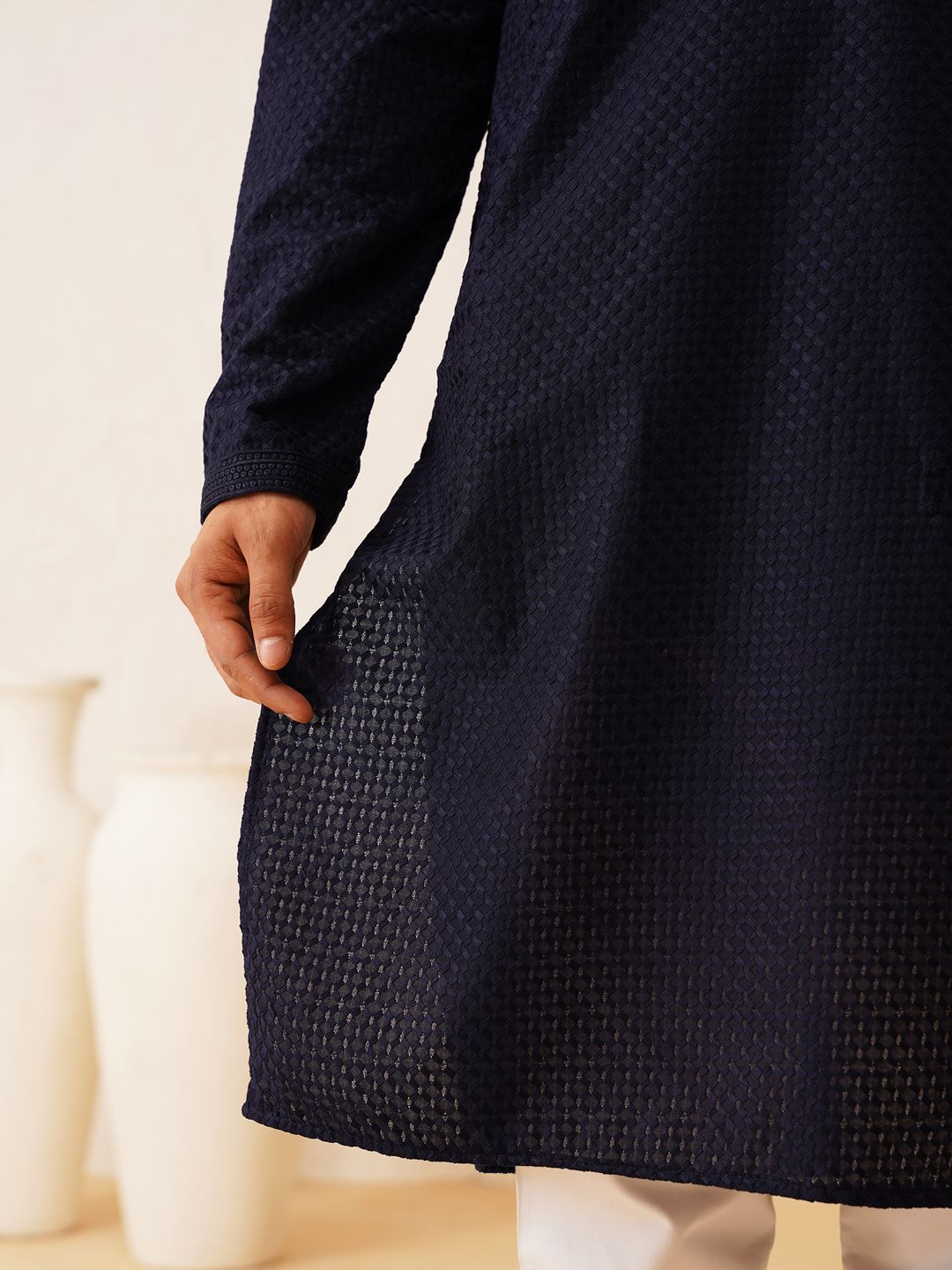 SOJANYA Embroidered Regular Thread Work Pure Cotton Kurta with Churidar