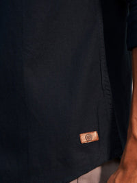 "Locomotive Premium Men Cotton Linen Solid Mandarin Collar Roll-Up Sleeve  Casual Shirt"