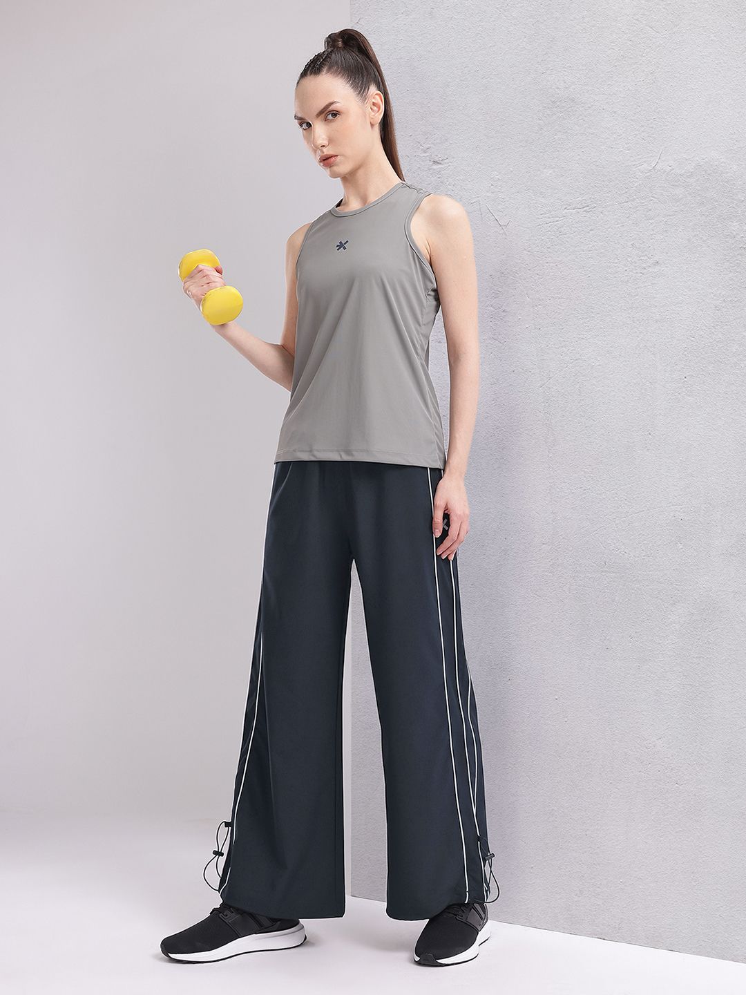HRX by Hrithik Roshan Women Contrast Piping Rapid-Dry Flared Training Track Pants