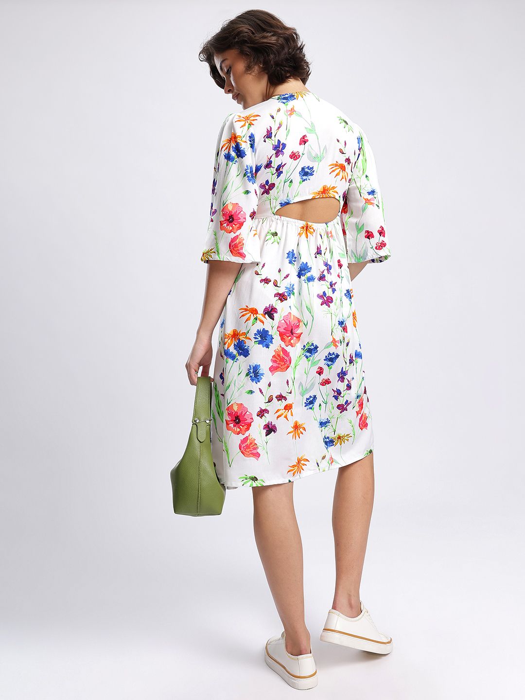 DressBerry Floral Meadows Cut Out Detail Shirt Style Dress
