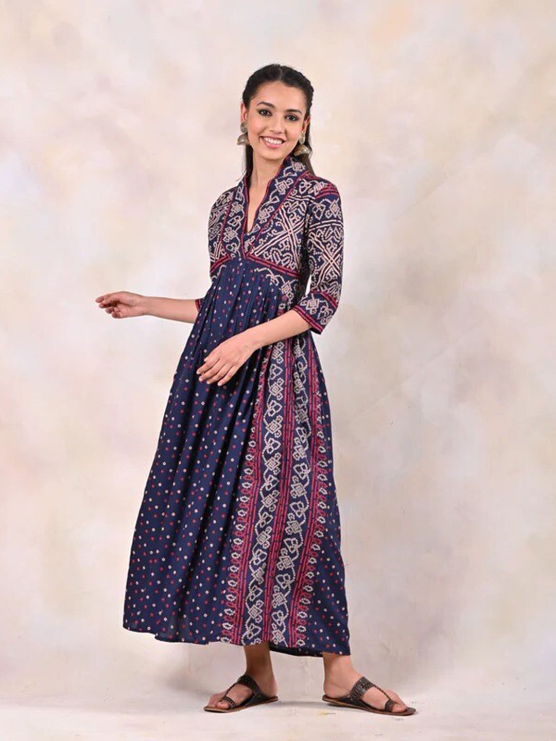 Rustorange Purple Floral Rayon Maxi Dress