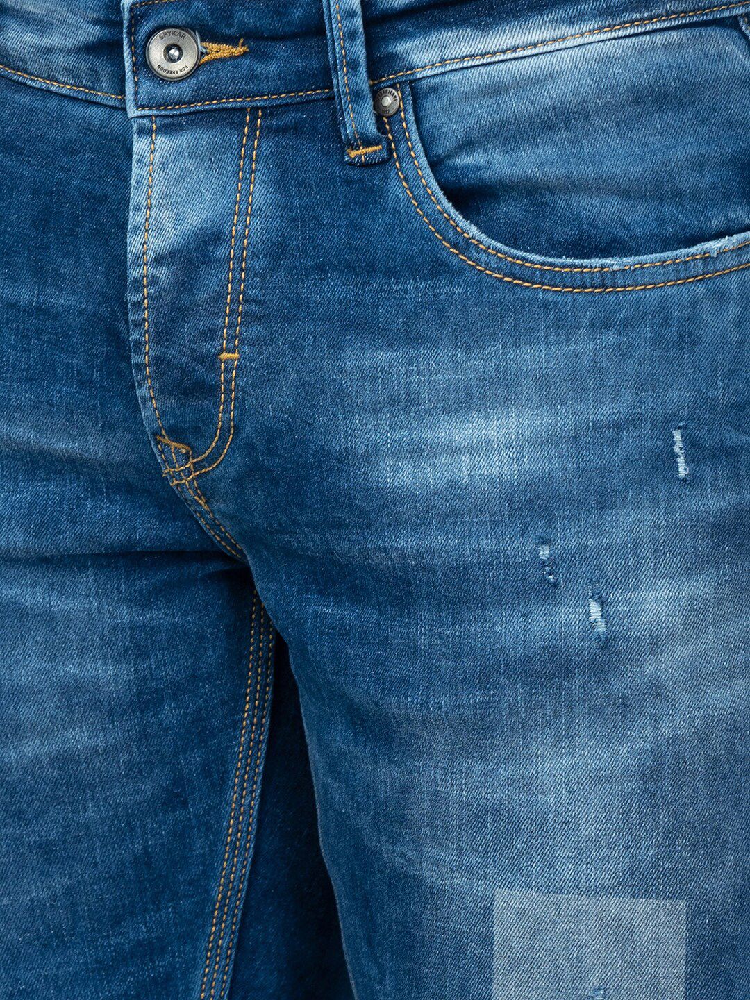 SPYKAR Men Kano Slim Fit Mildly Distressed Heavy Fade Cotton Jeans
