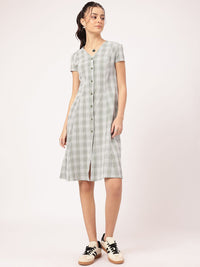 DressBerry Seersucker Softgirl Effortless Button-Down Dress