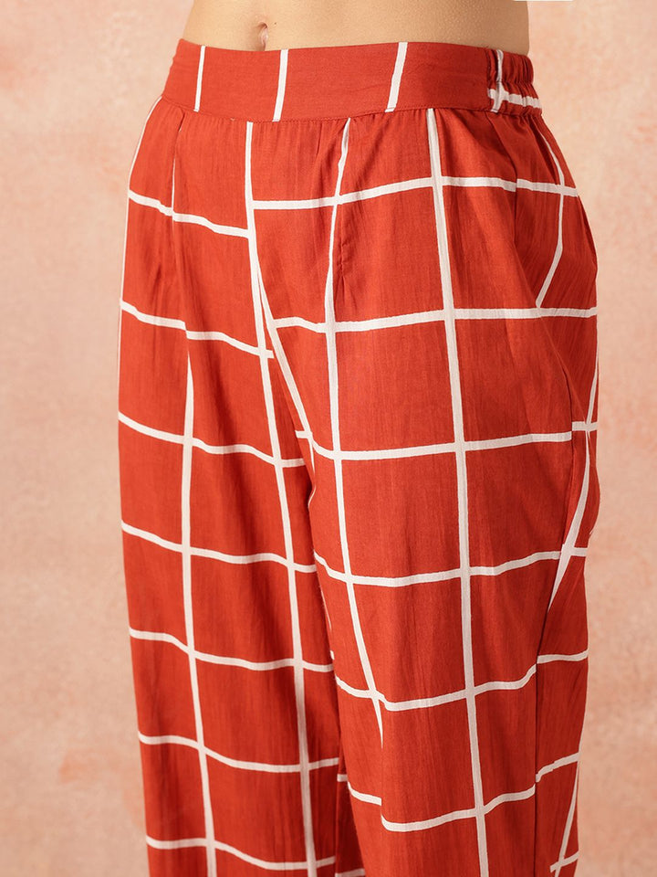 all about you Yoke Design Regular Thread Work Pure Cotton Kurta & Trousers