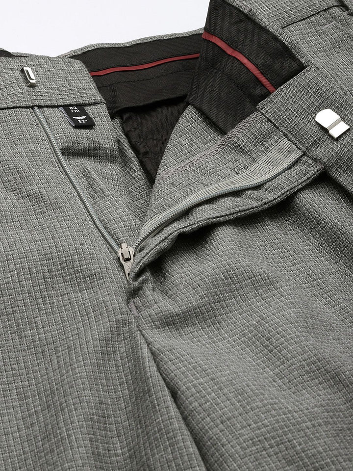Park Avenue Men Textured Checked Formal Trousers