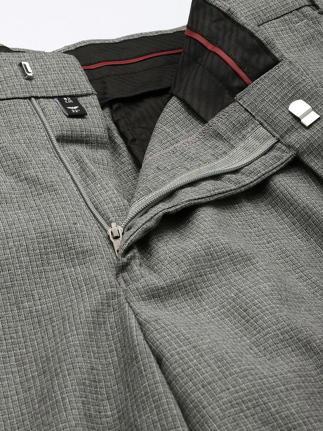 Park Avenue Men Textured Checked Formal Trousers