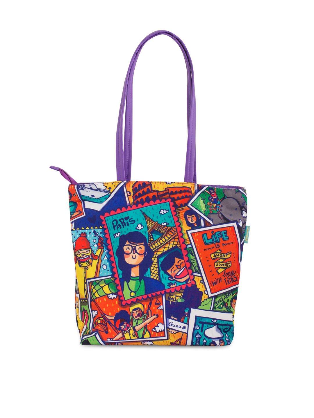 TEAL BY CHUMBAK Multicoloured Printed Tote Bag