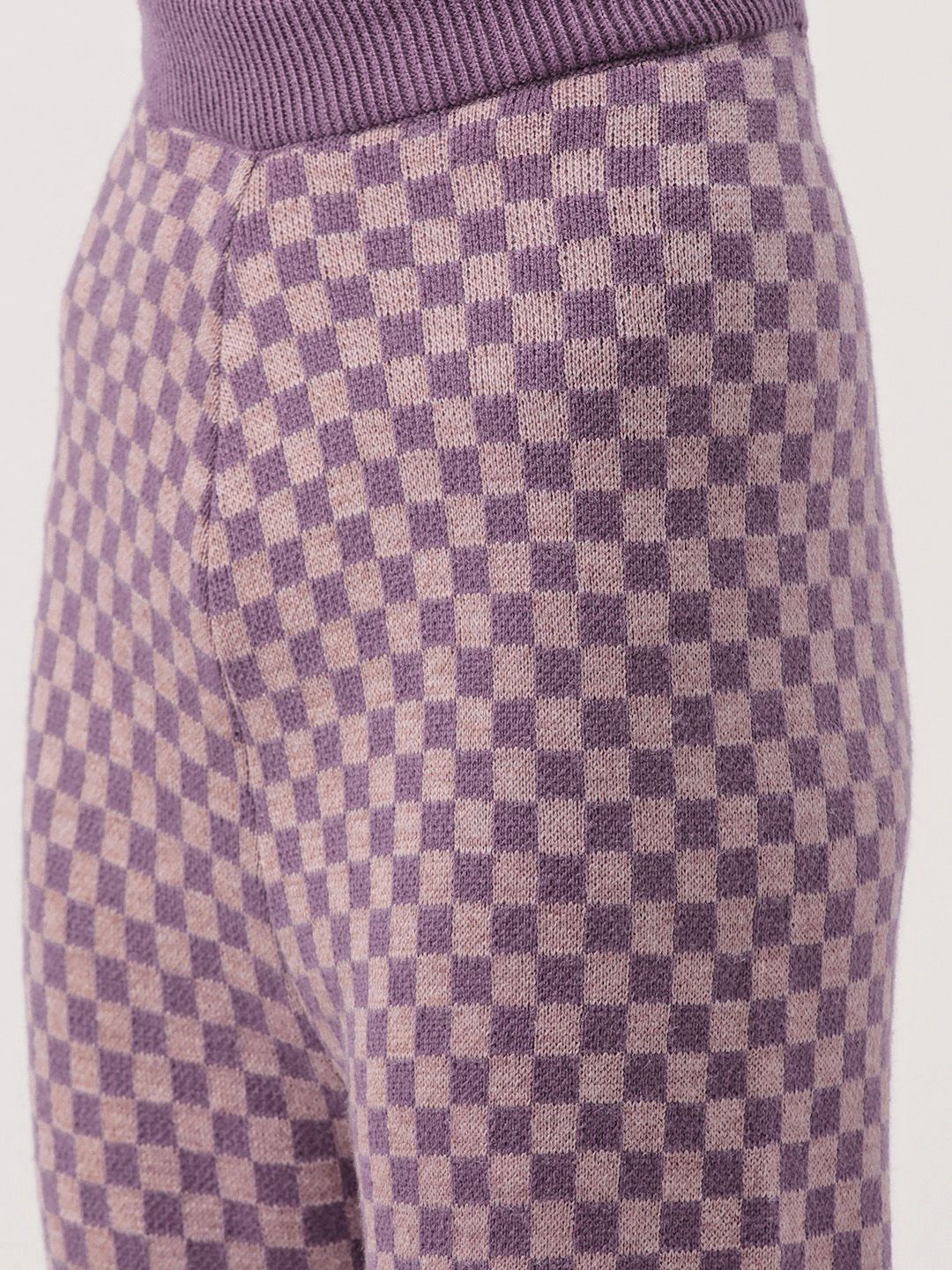 DressBerry Women Pure Acrylic Checked Knitted Winter Co-Ords Set