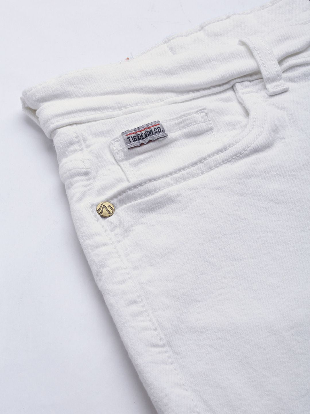 The Indian Garage Co Men White Slim Fit Regular Shorts