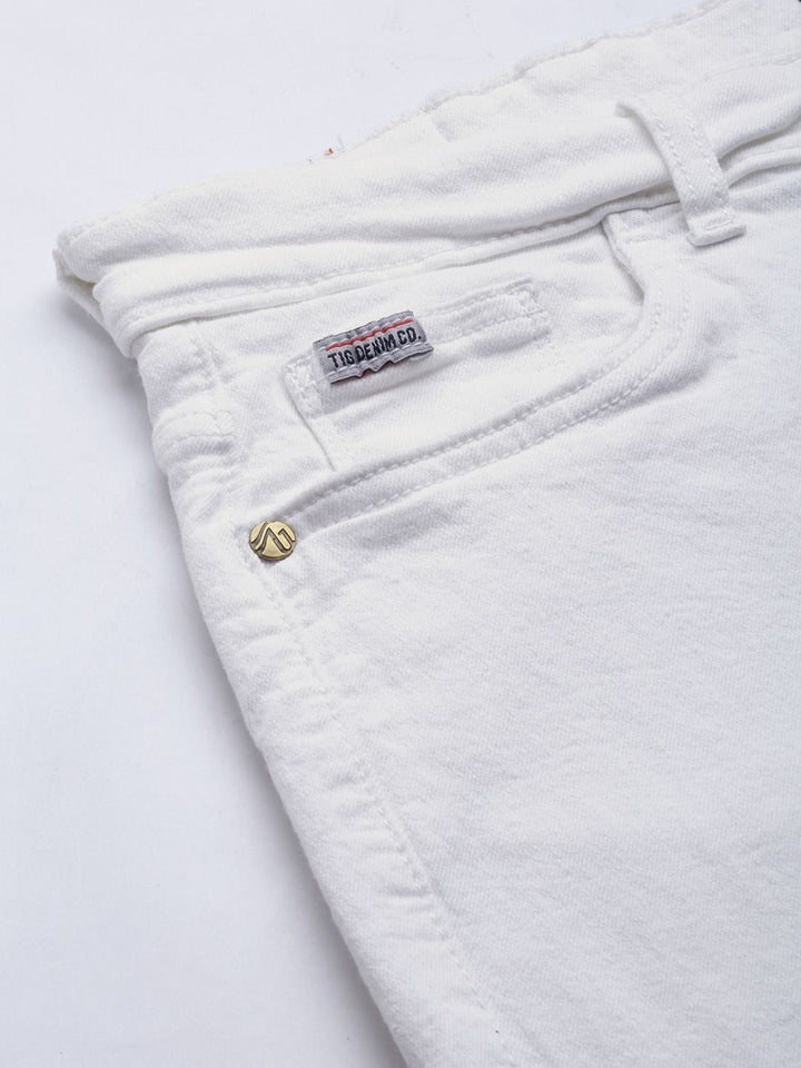 The Indian Garage Co Men White Slim Fit Regular Shorts