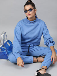 STREET 9 Women Blue Solid Sweatshirt