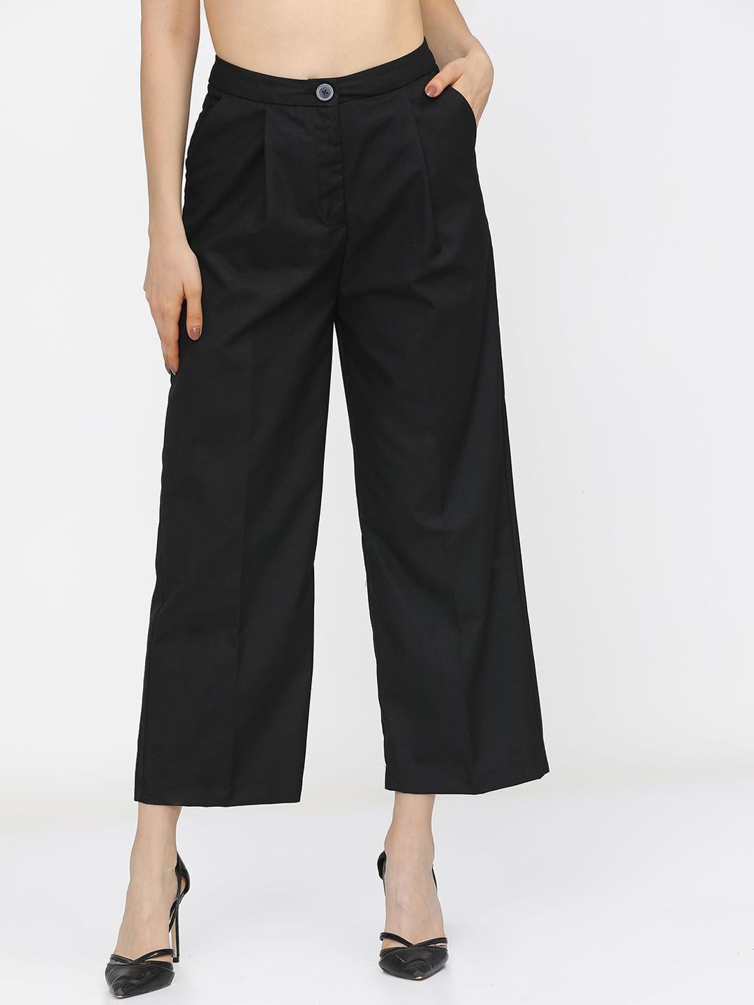 Tokyo Talkies Women Flared Pleated Trousers