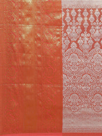 Silk Land Green & Red Floral Zari Ikat Saree