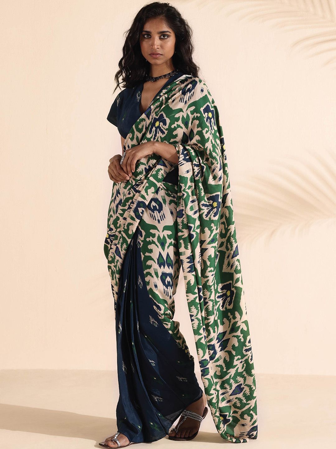trueBrowns Ikat Printed Saree Blouse
