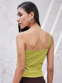 Athena One Shoulder Scuba Corsage Top