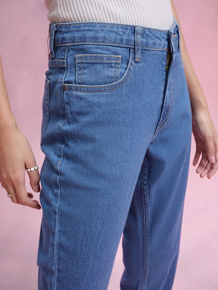 DressBerry Women High-Rise Stretchable Boyfriend Fit Jeans